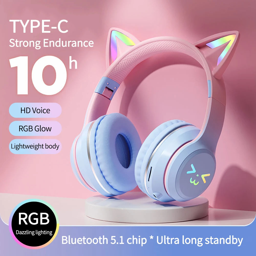 NeonKitty LED Cat Ear Headphone Kids Blue