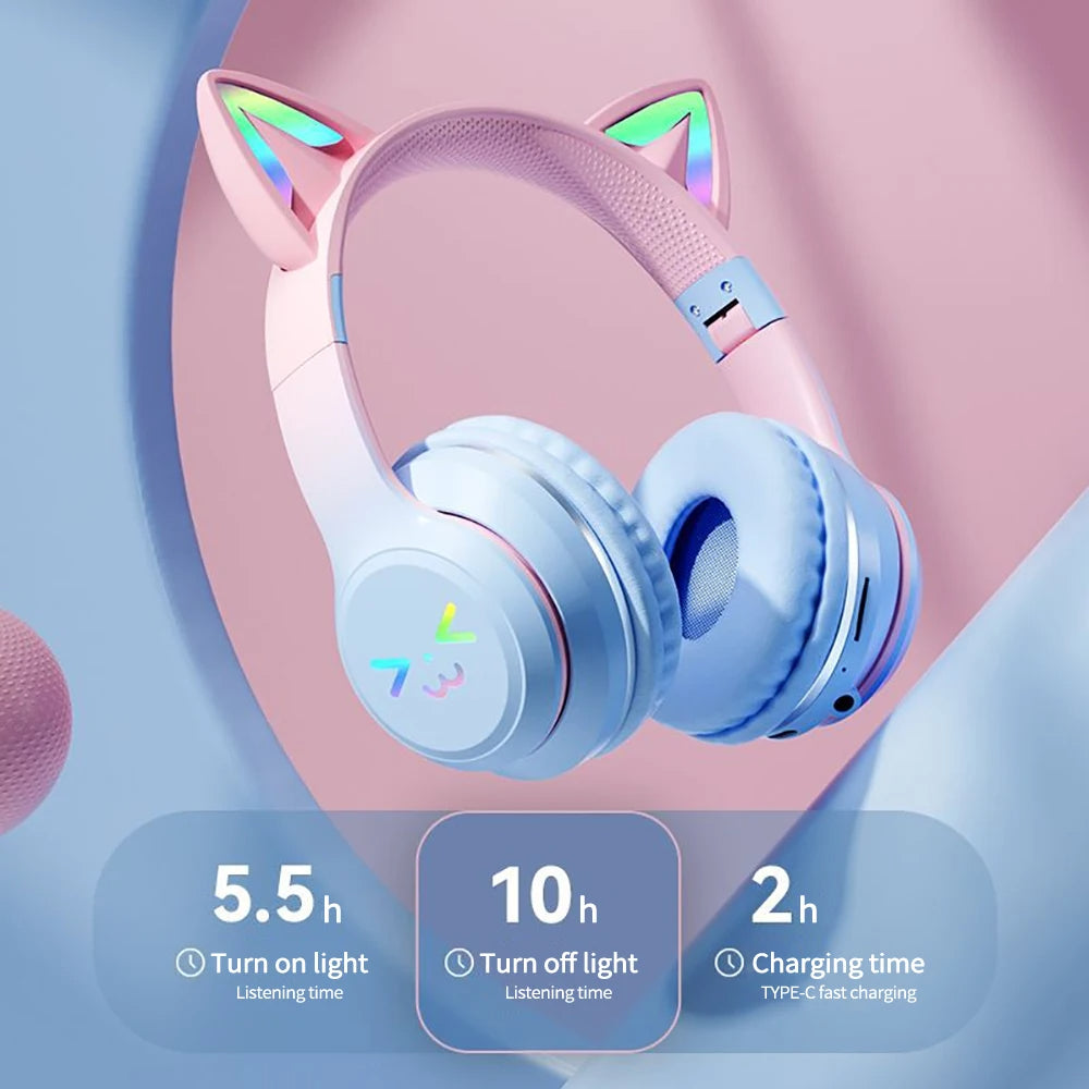 NeonKitty LED Cat Ear Headphone Kids Blue